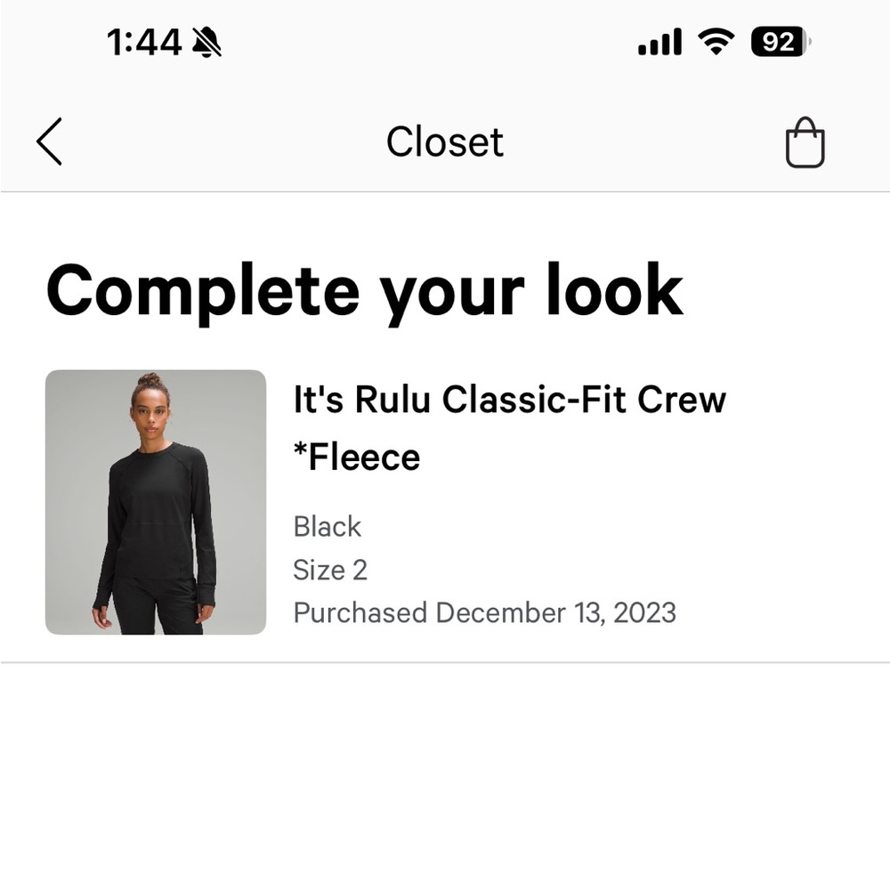 VEUC LuLu Fleece lined top size 2